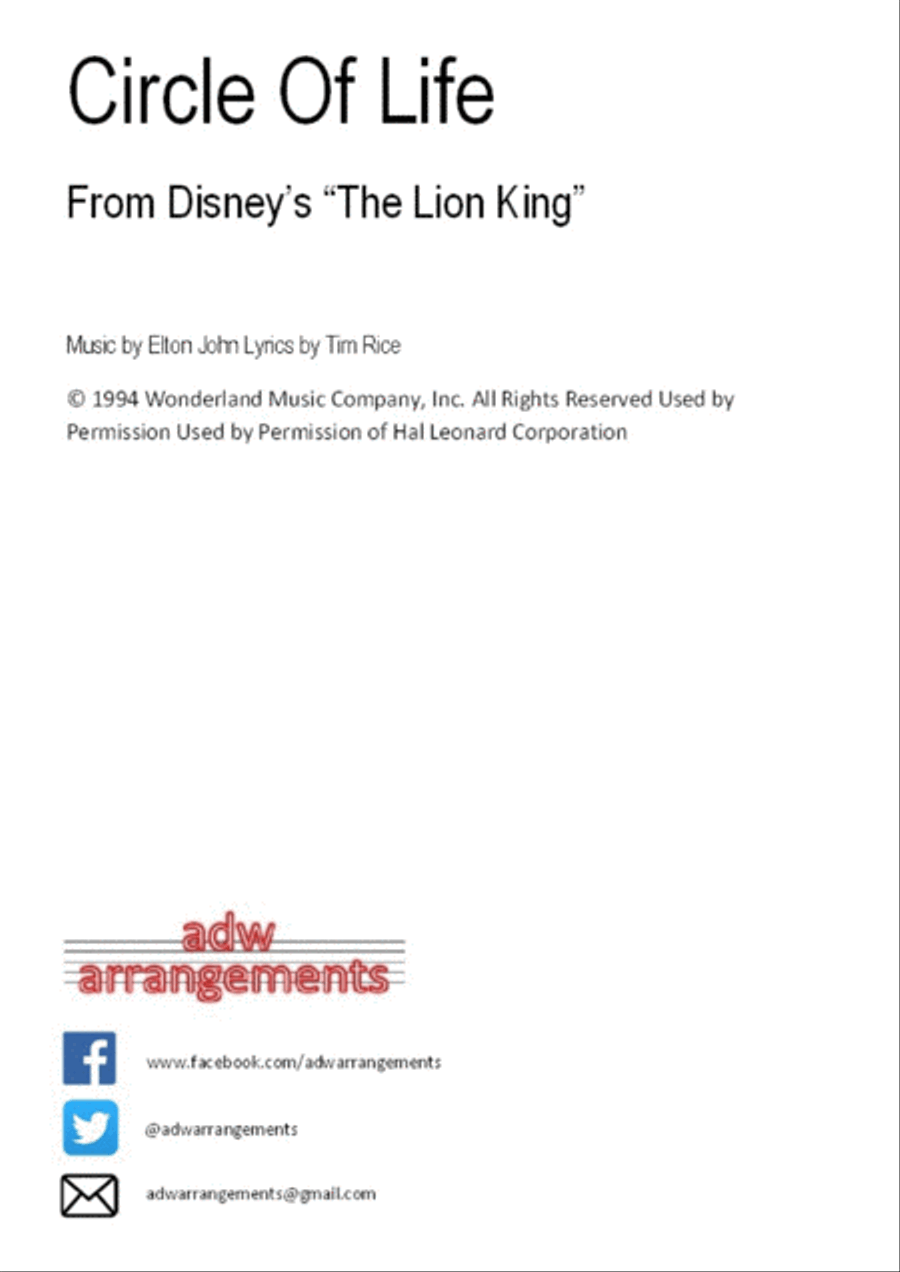Circle Of Life String Quartet scores gallery preview page 1