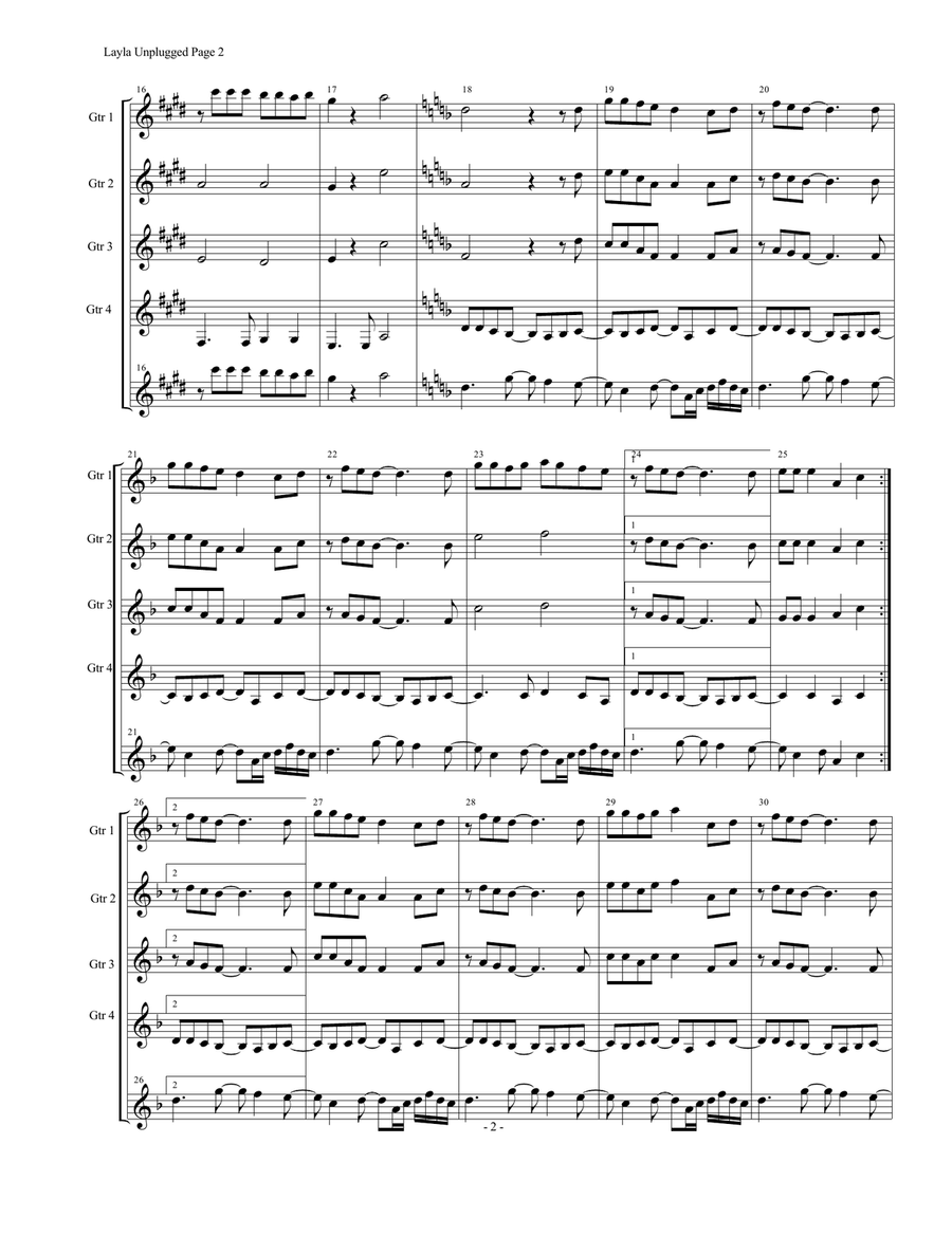 Layla Layla Guitar Ensemble scores gallery preview page 2