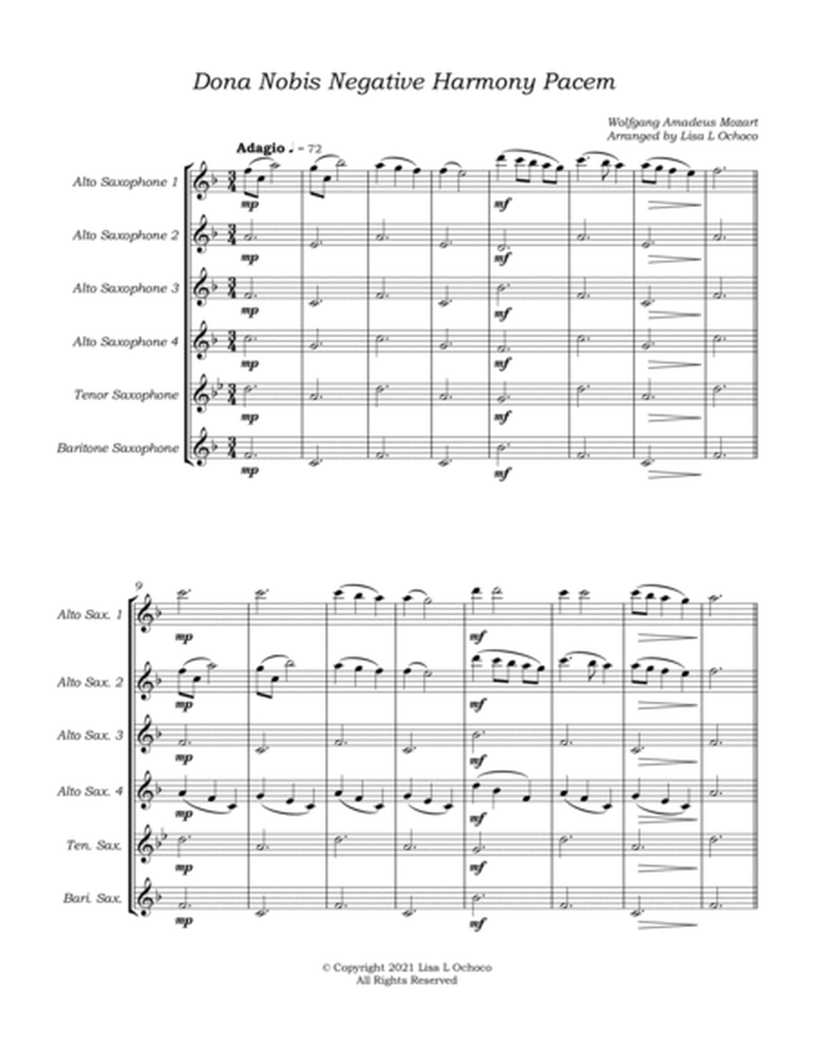 Dona Nobis Negative Harmony Pacem for Saxophone choir image number null