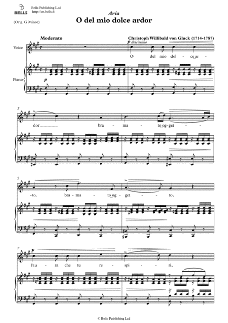 O del mio dolce ardor (F-sharp minor) Voice Solo scores gallery preview page 1