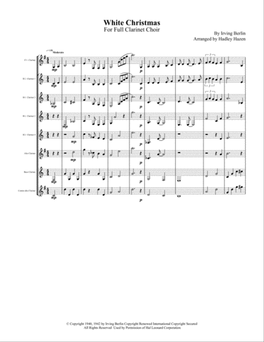 White Christmas Woodwind Quartet scores gallery preview page 1