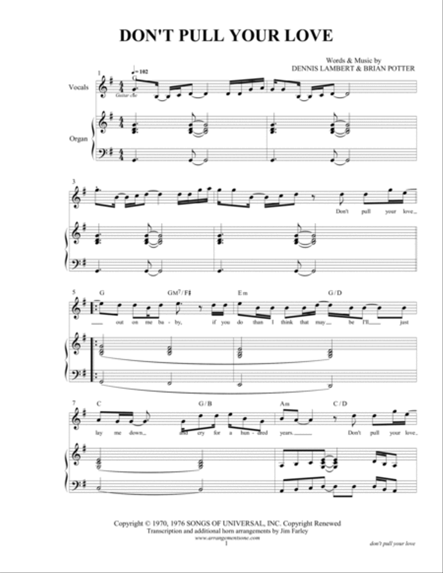 Don't Pull Your Love Piano, Vocal, Guitar scores gallery preview page 4