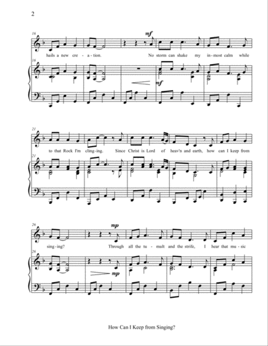 How Can I Keep from Singing? Voice Solo scores gallery preview page 2