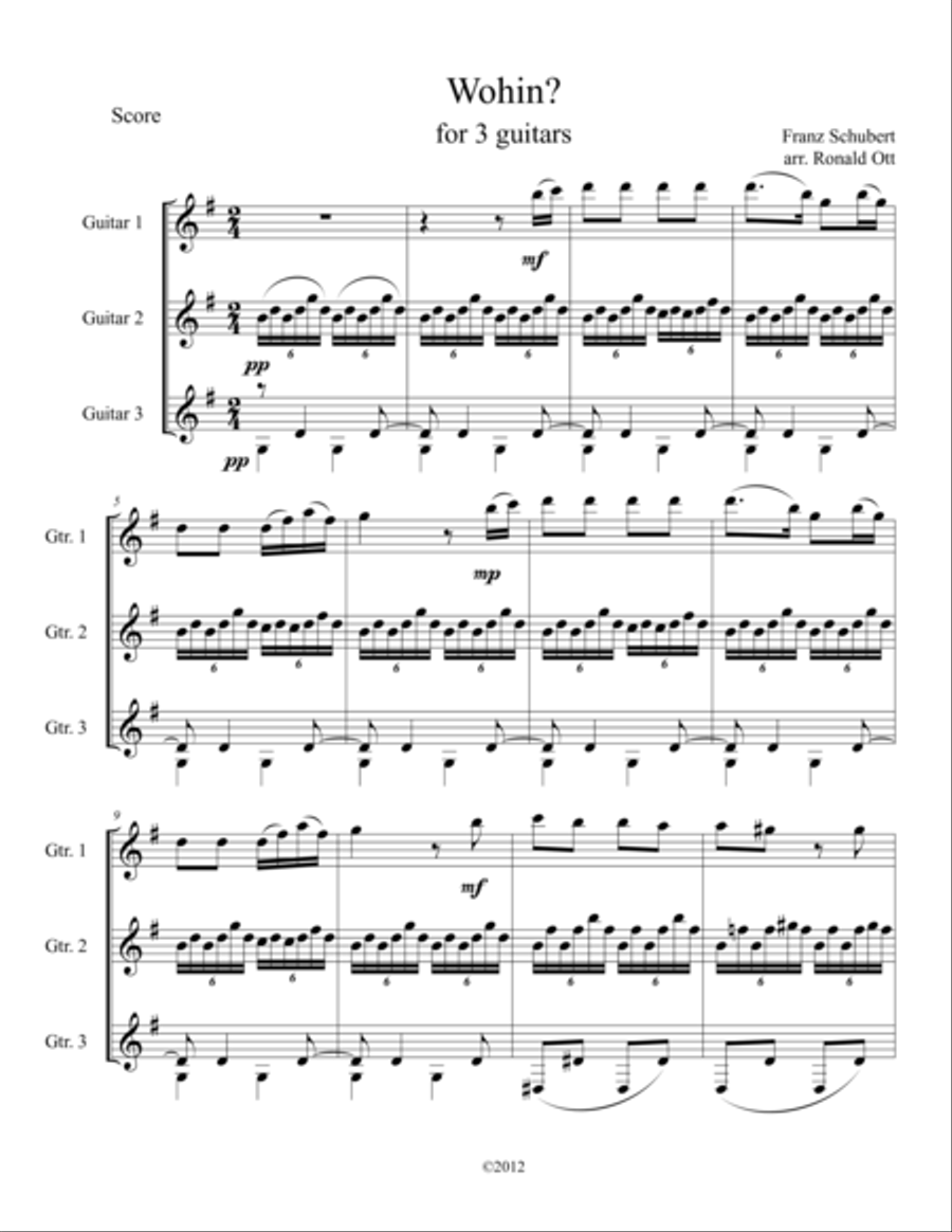 Wohin? Guitar Ensemble scores gallery preview page 1