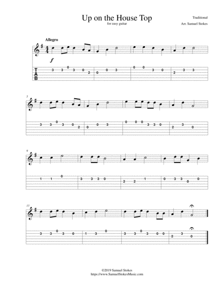 Up on the House Top (Up on the Housetop) - for easy guitar with TAB image number null