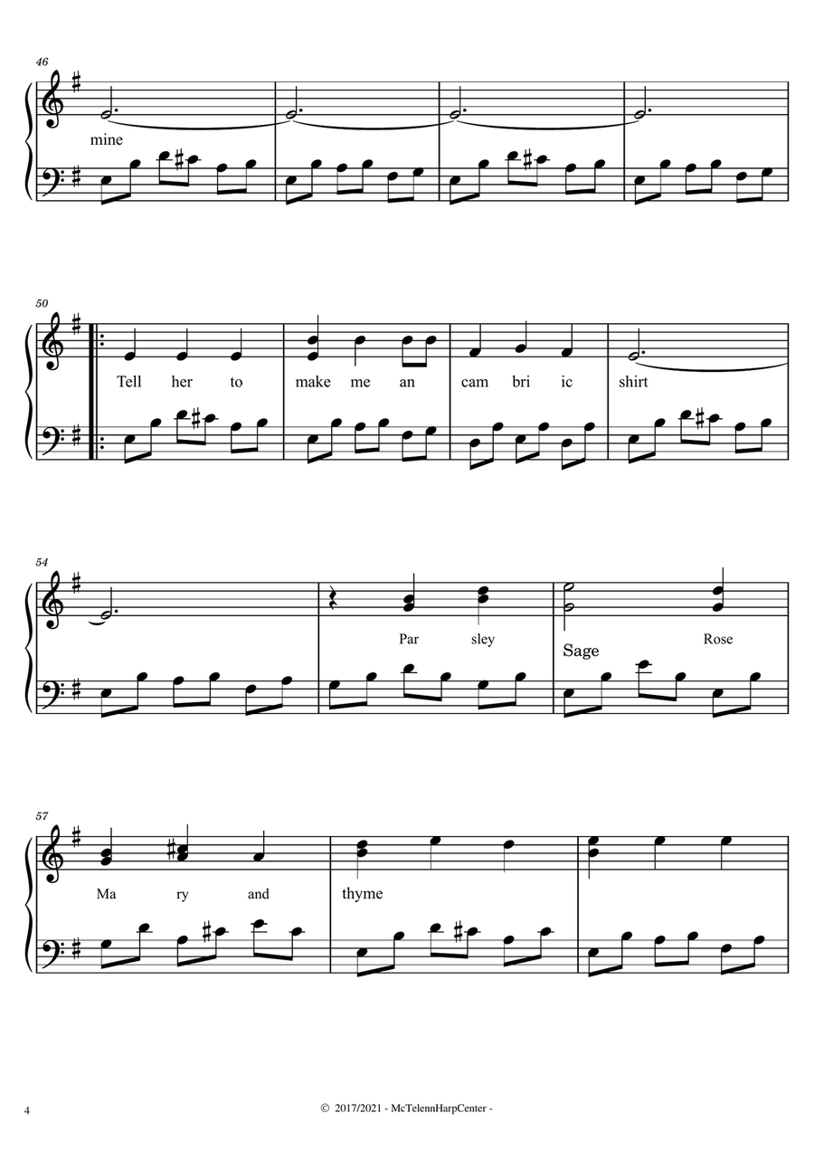 Scarborough Fair/canticle Celtic Harp scores gallery preview page 5