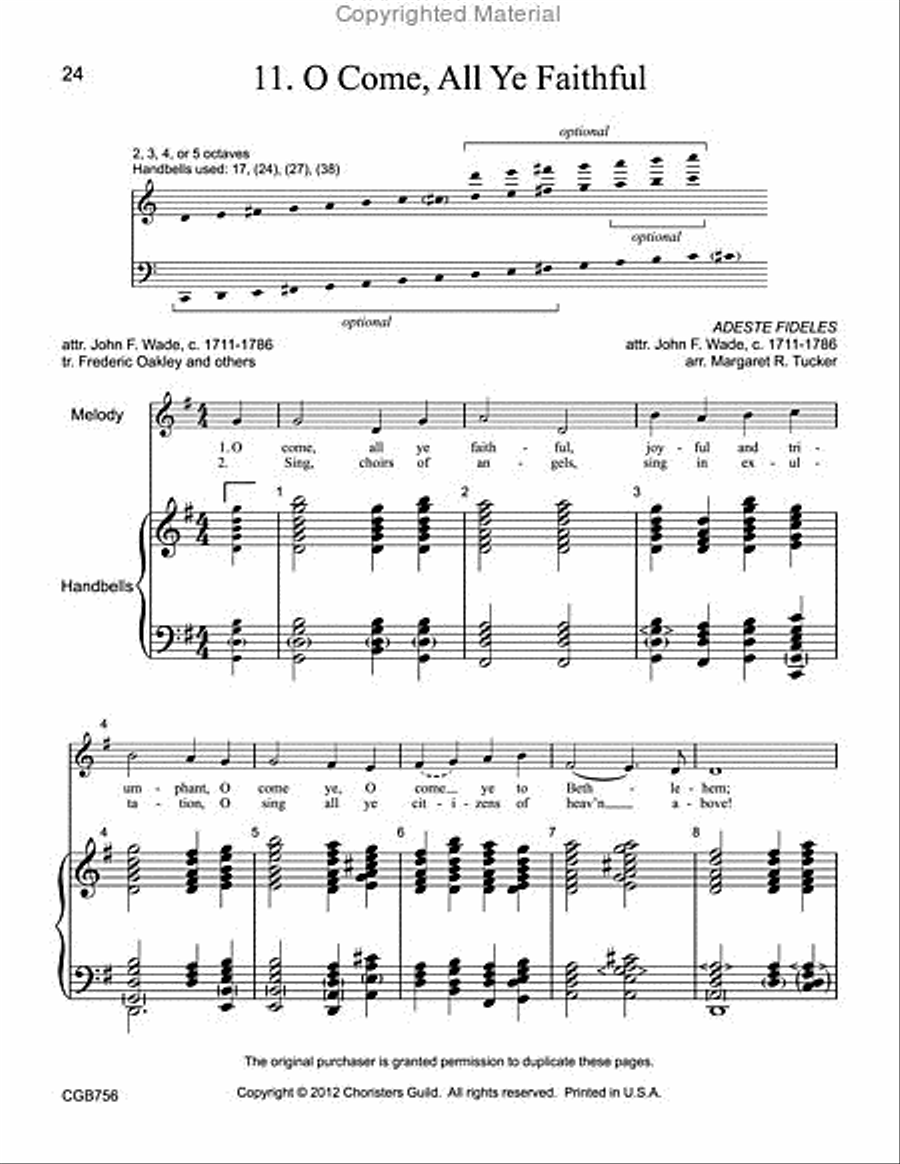 Christmas Carol Accompaniments: Reproducible Accompaniments for Twelve Familiar Carols Handbell Choir scores gallery preview page 8