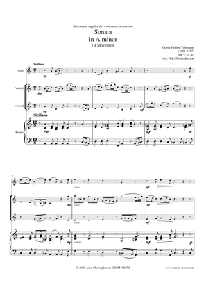 Telemann Sonata in A Minor TWV 41:a3, 1st Movement: Siciliano - Flute, 2 Violins and Piano