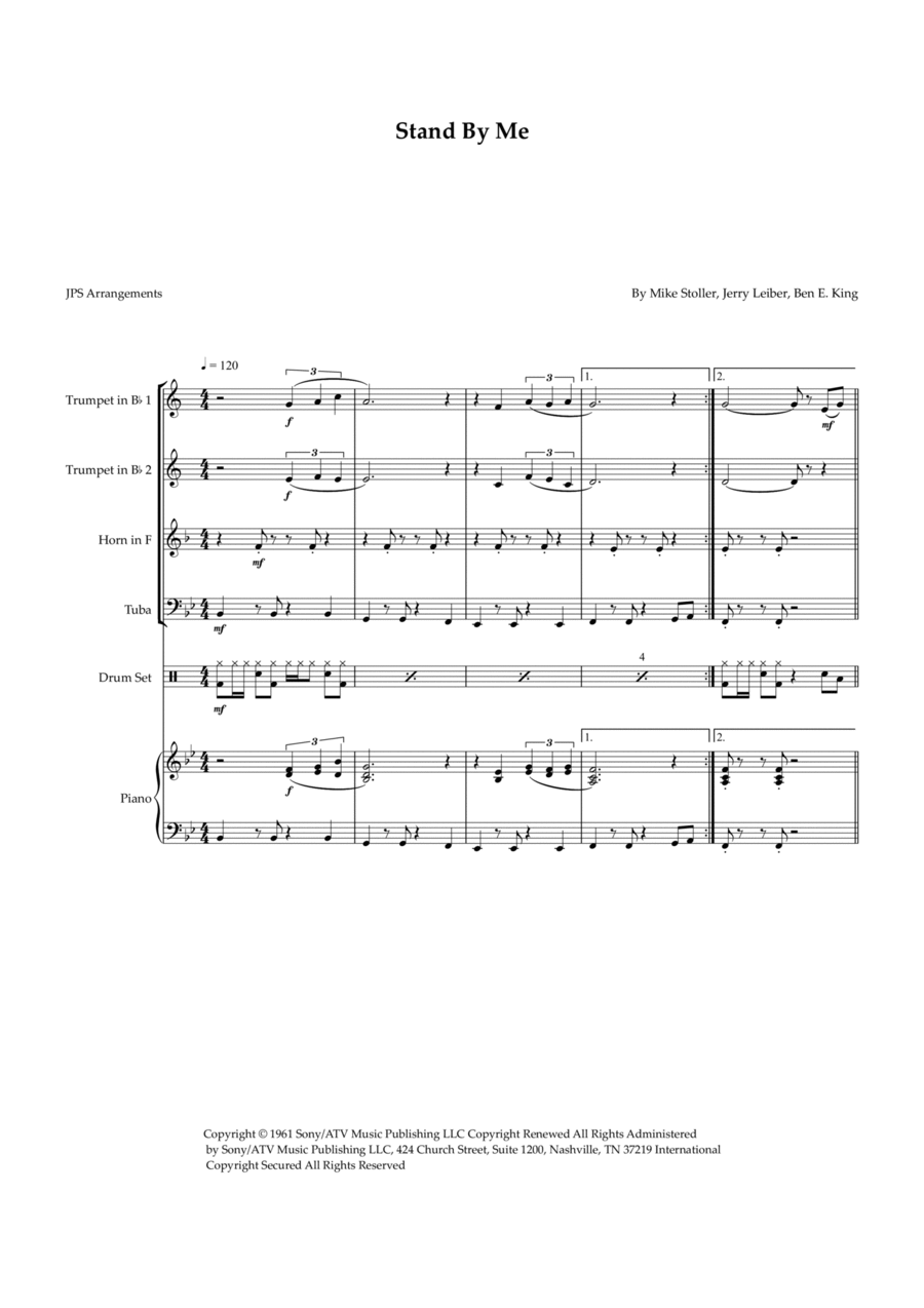 Stand By Me Brass Quartet scores gallery preview page 1