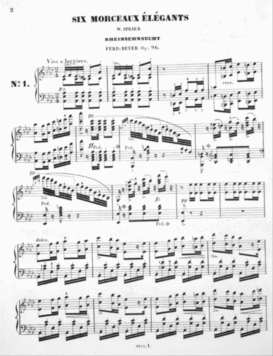 Six Morceaux Elegants pour le Piano sur des Airs Allemands favorits. 3me. Suite Harp scores gallery preview page 2