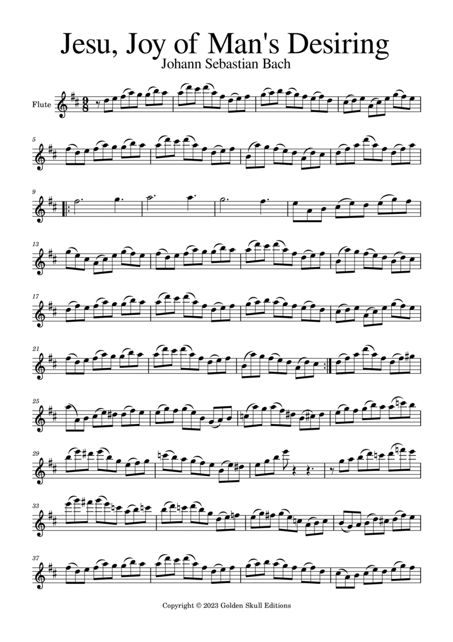 Jesu, Joy of Man's Desiring Flute Solo scores gallery preview page 1