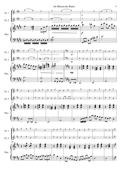 Im Märzen der Bauer (In springtime the farmer) for 2 flutes and piano image number null