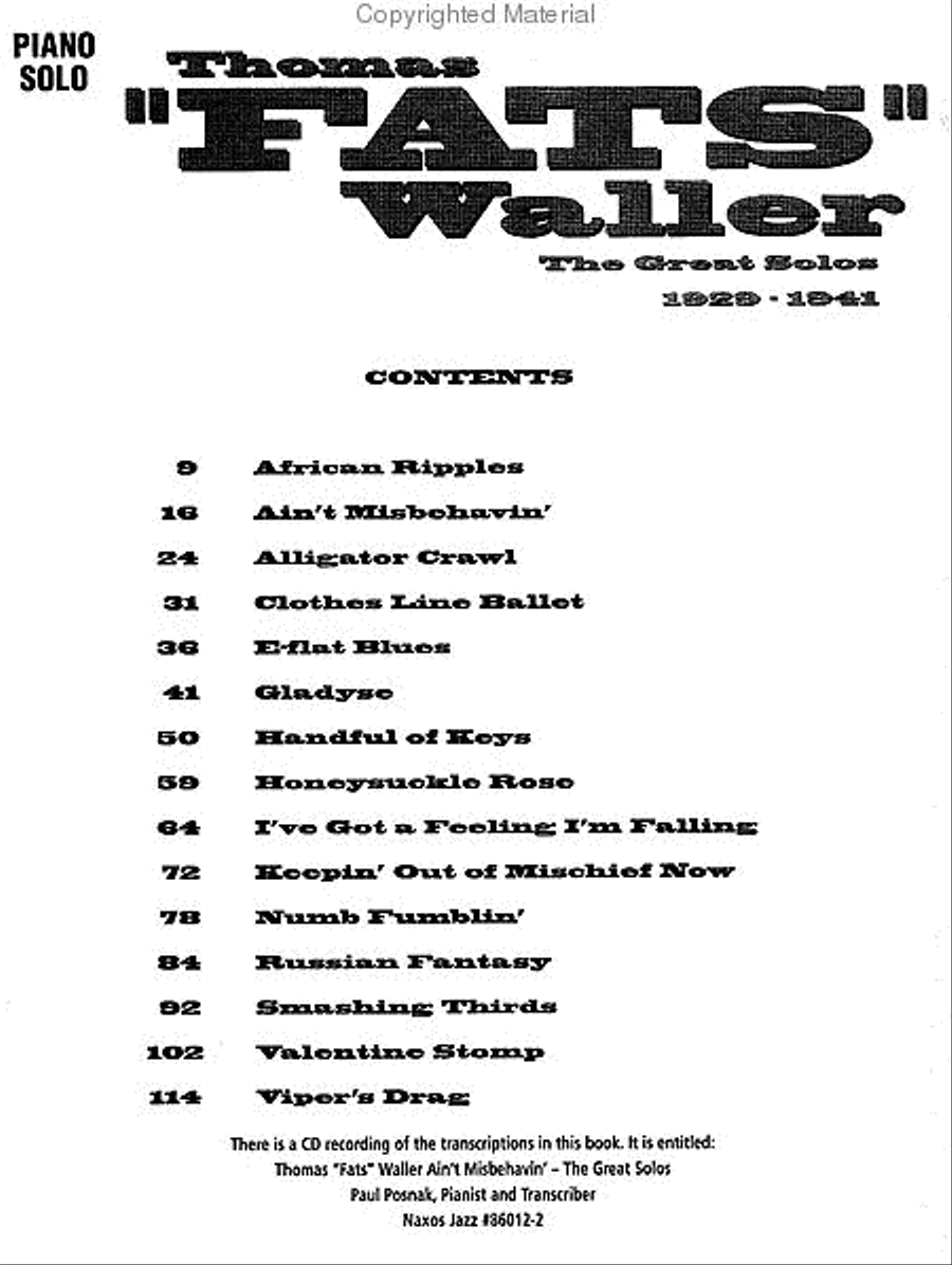 Thomas “Fats” Waller Thomas “Fats” Waller Piano Solo scores gallery preview page 2