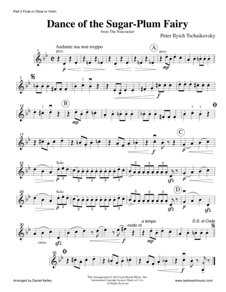 Dance of the Sugar Plum Fairy from The Nutcracker for Double Reed Trio (Two Oboes & English Horn or