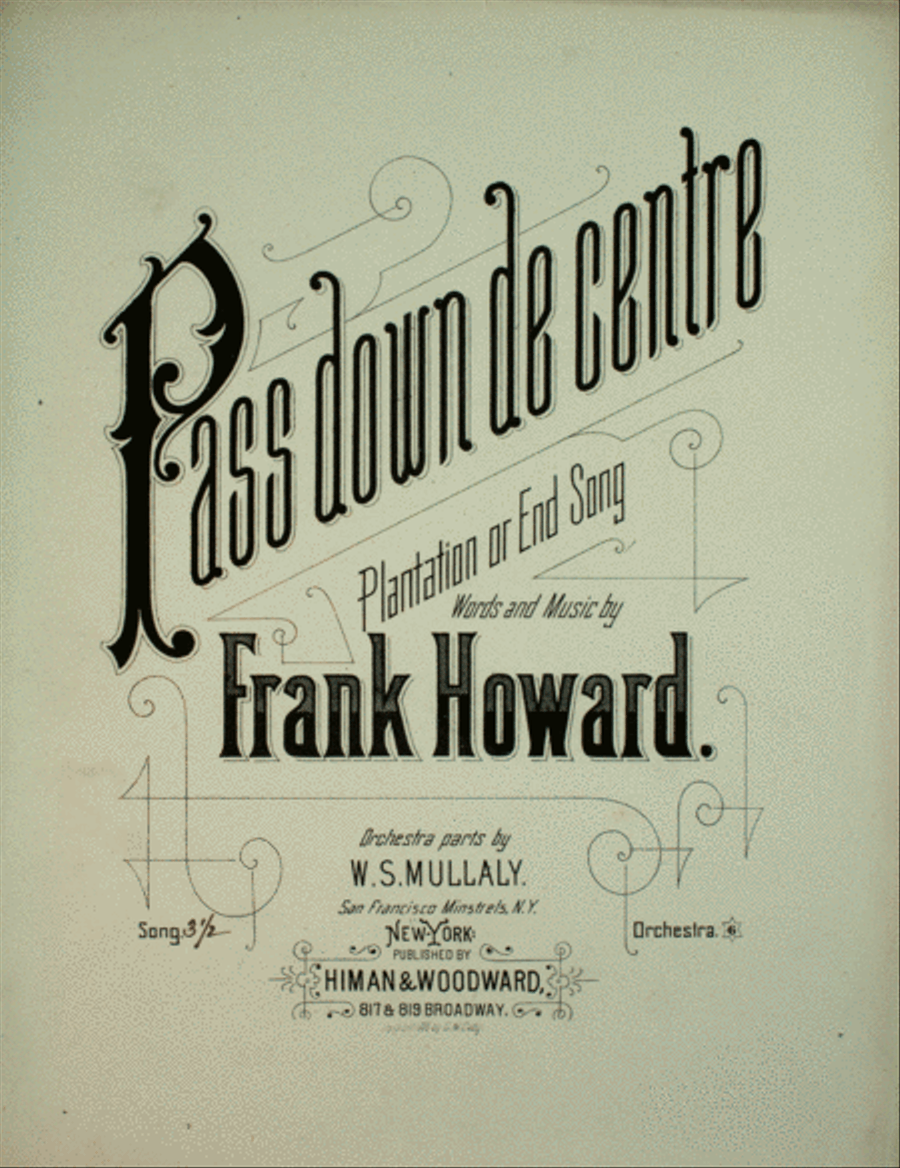 Pass Down De Centre. Plantation or End Song Voice scores gallery preview page 1
