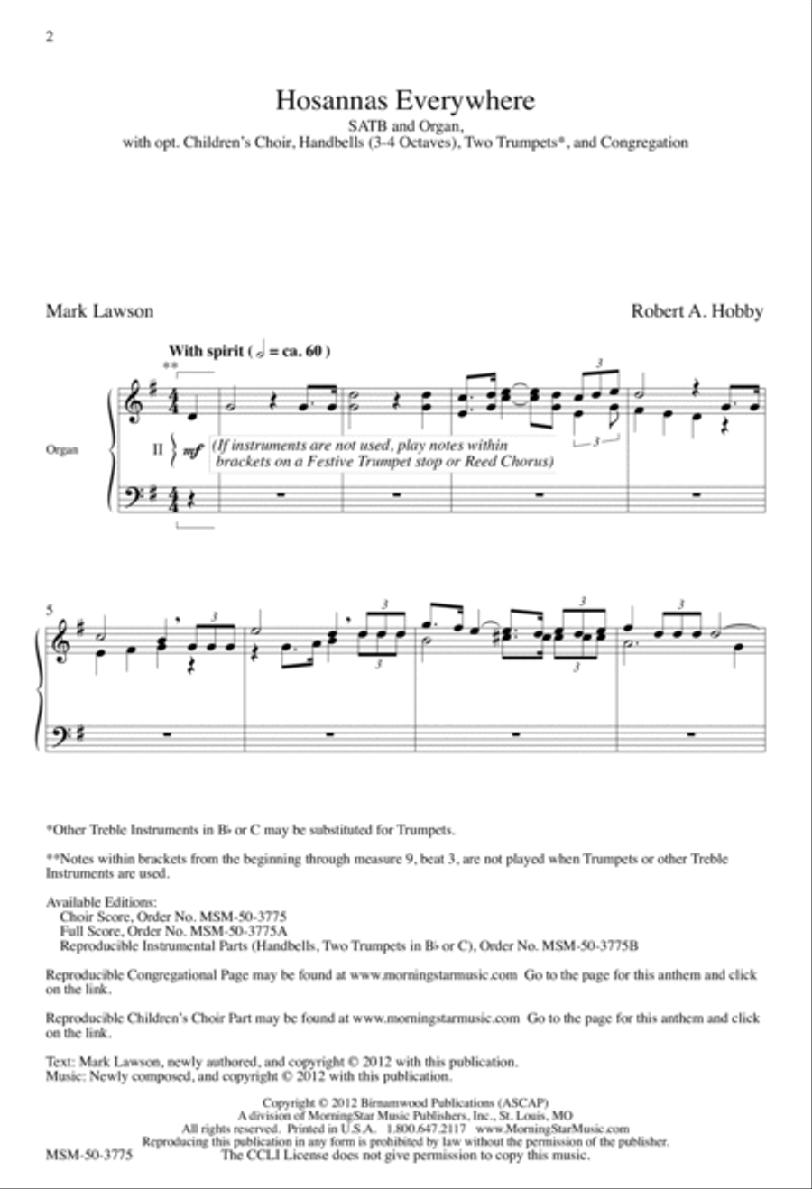 Hosannas Everywhere Hosannas Everywhere 4-Part scores gallery preview page 2