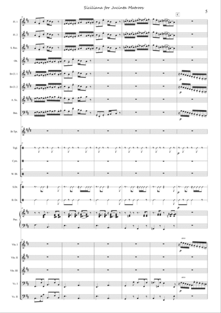 Suite, Sweet Cape Town - 6 Siciliana for Jucinta Matroos Concert Band scores gallery preview page 5