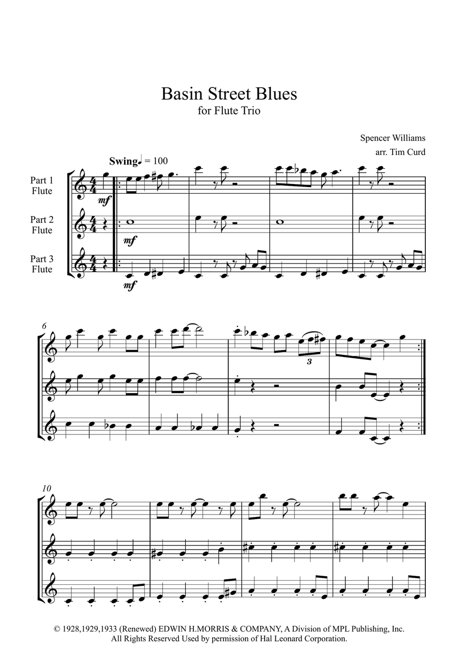Basin Street Blues Woodwind Trio scores gallery preview page 2