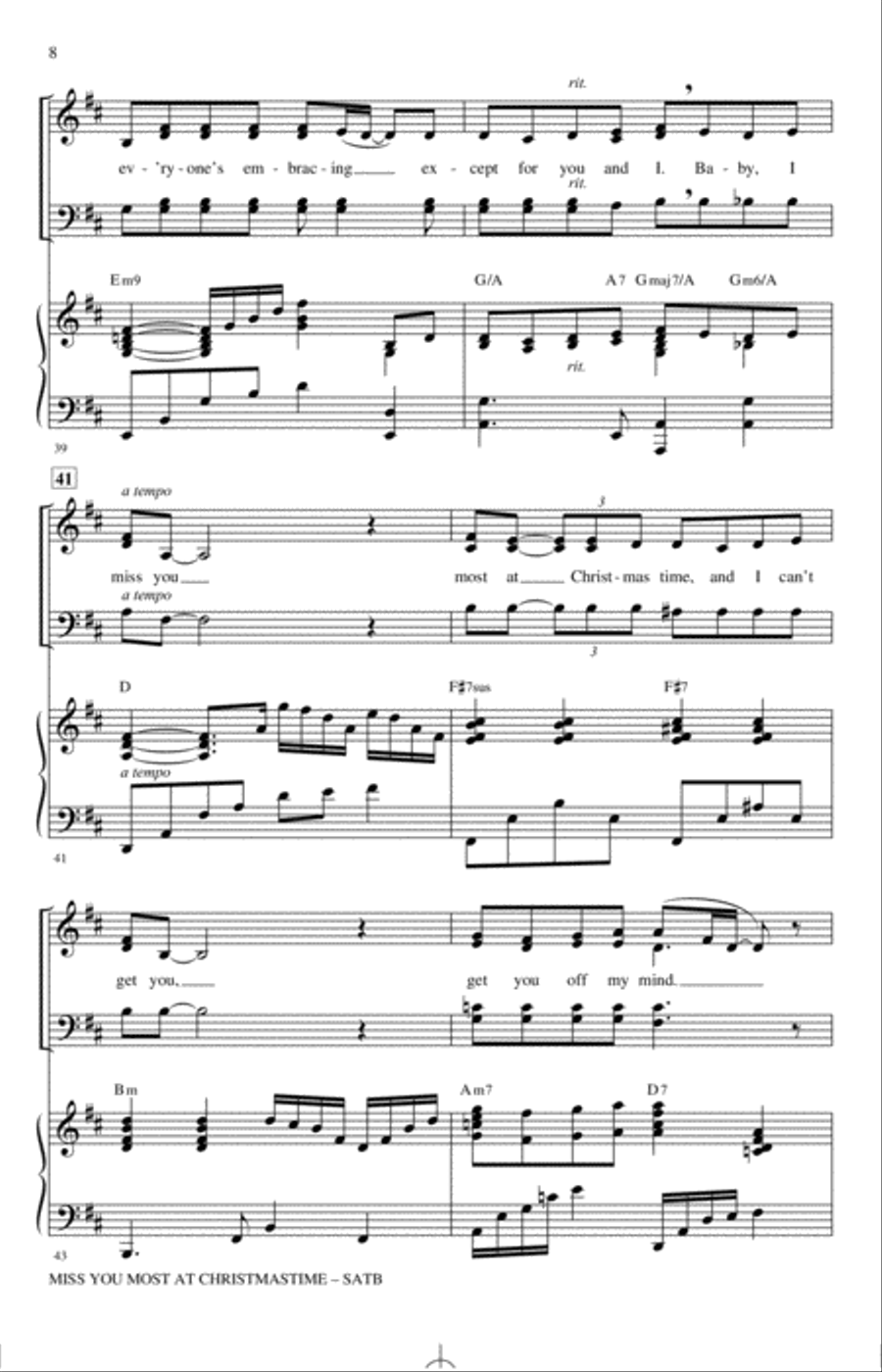 Miss You Most At Christmas Time 4-Part scores gallery preview page 7