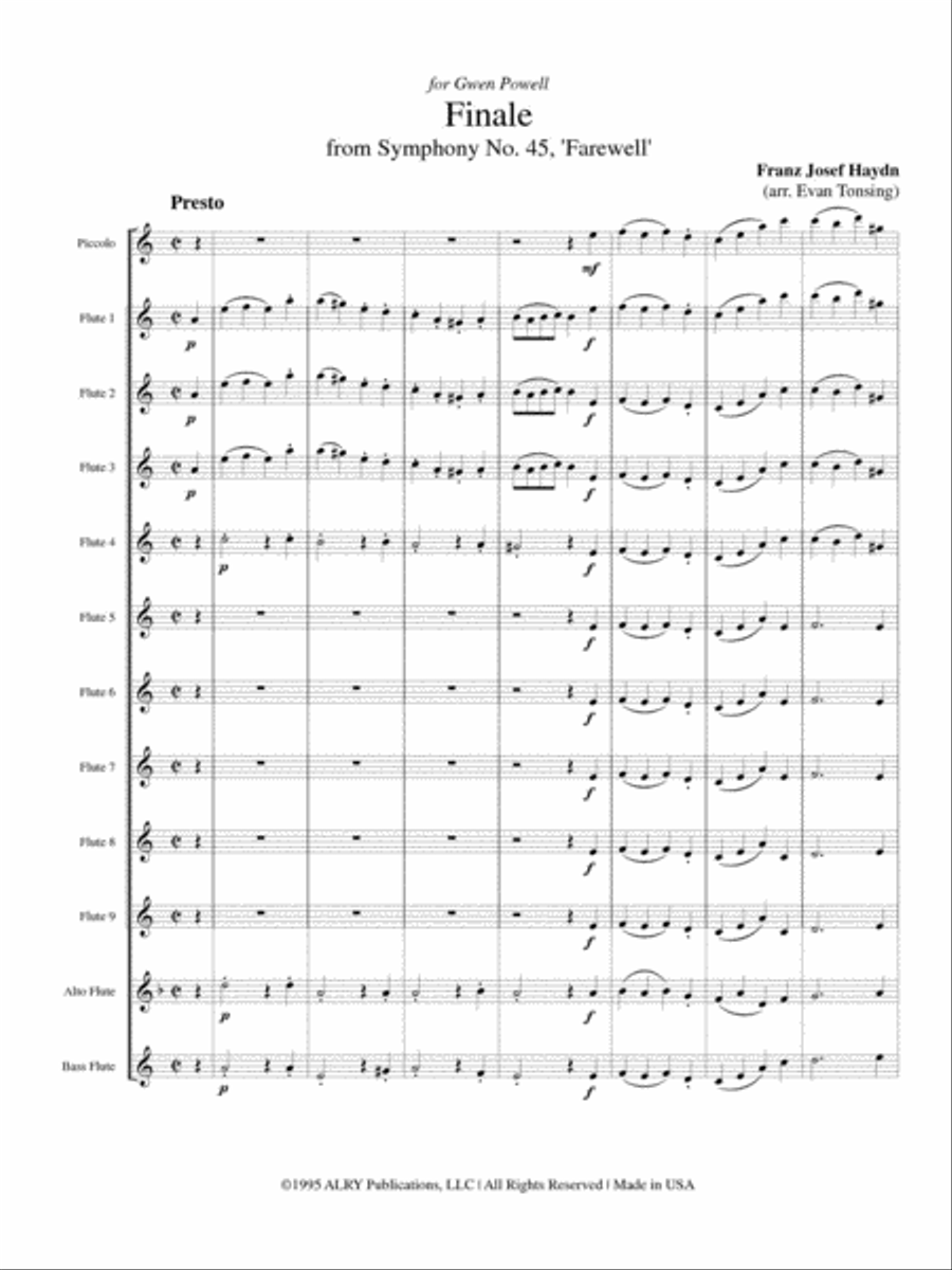 Farewell Symphony for Flute Choir Flute Choir scores gallery preview page 2