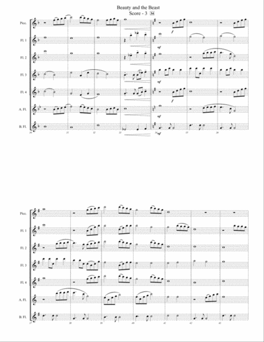 Beauty And The Beast Beauty And The Beast Flute Choir scores gallery preview page 3