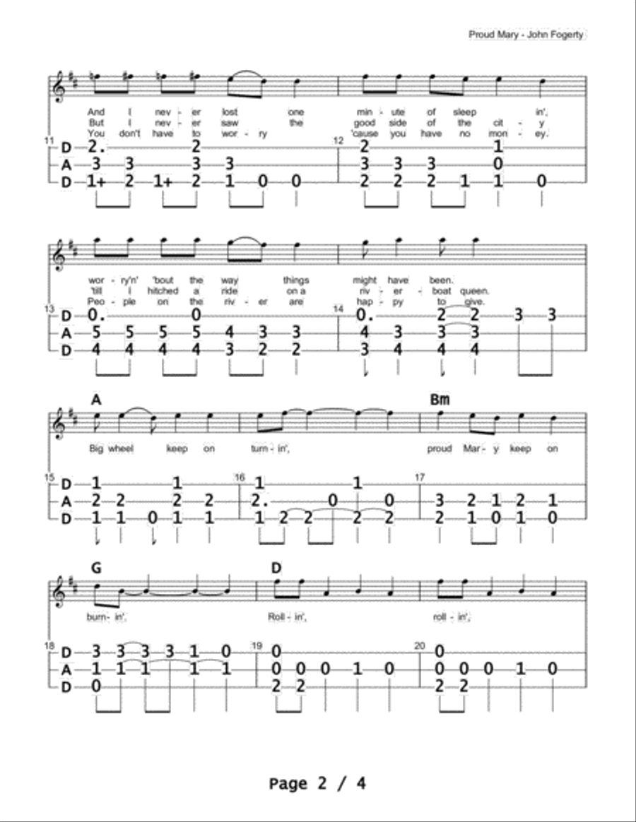Proud Mary Proud Mary Dulcimer scores gallery preview page 2
