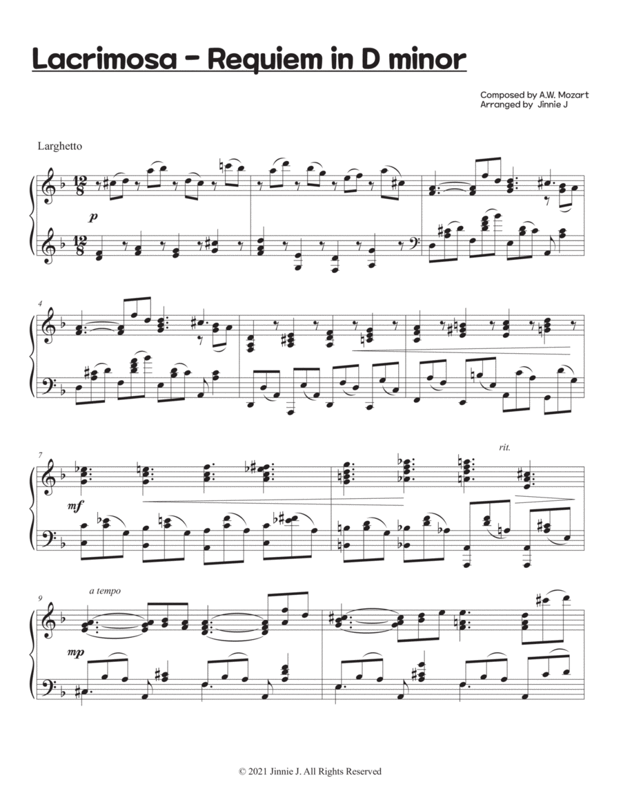 Lacrimosa for Solo Piano image number null