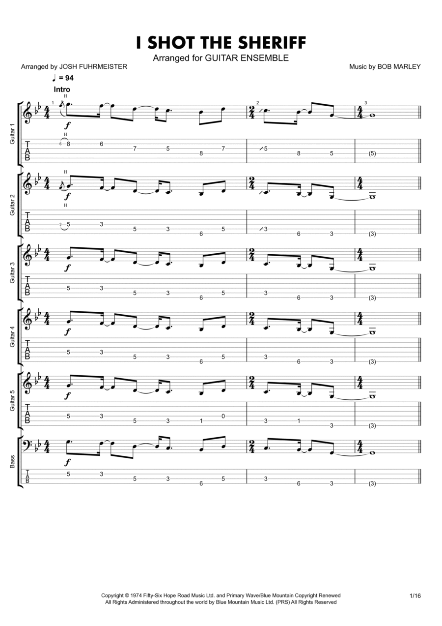 I Shot The Sheriff Electric Guitar scores gallery preview page 1