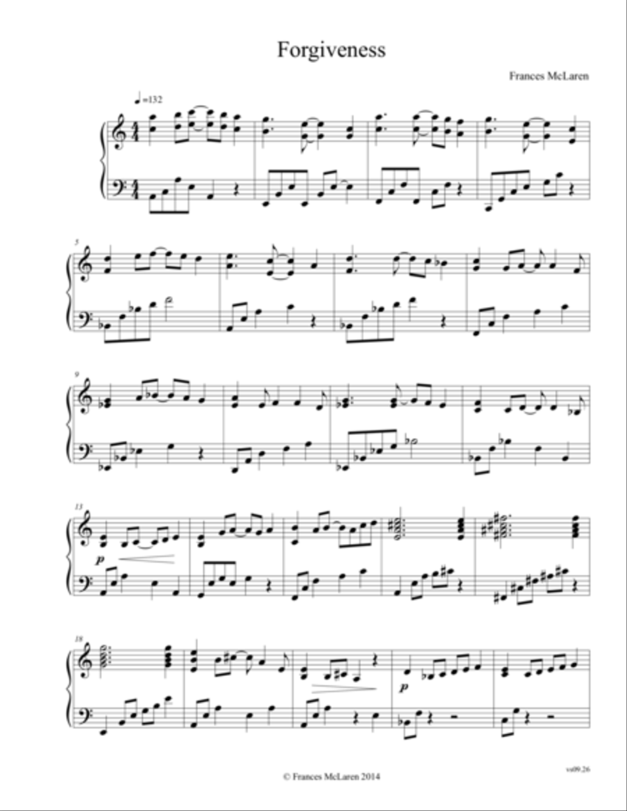 Forgiveness Forgiveness Piano Solo scores gallery preview page 1