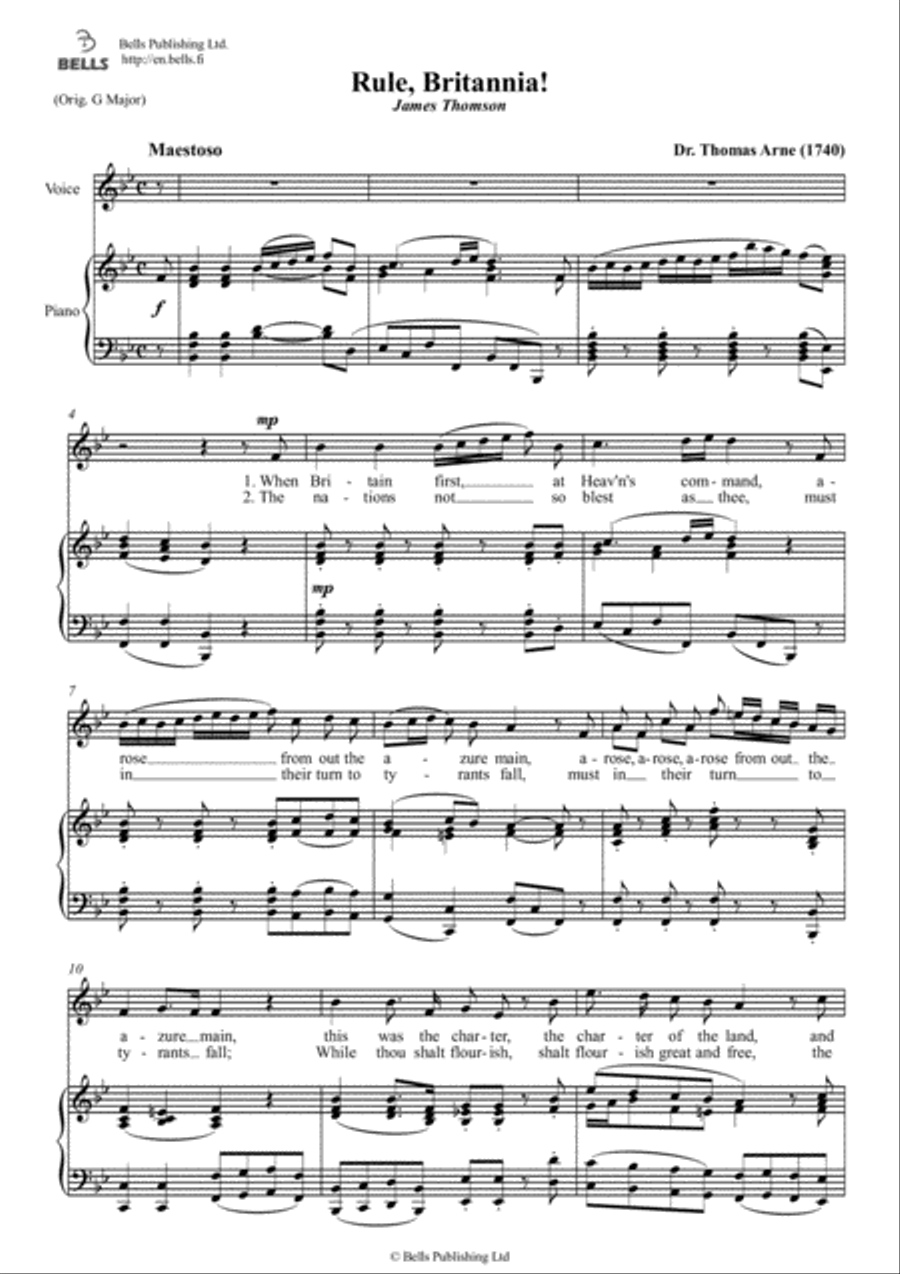 Rule, Britannia! (B-flat Major) Choir scores gallery preview page 1