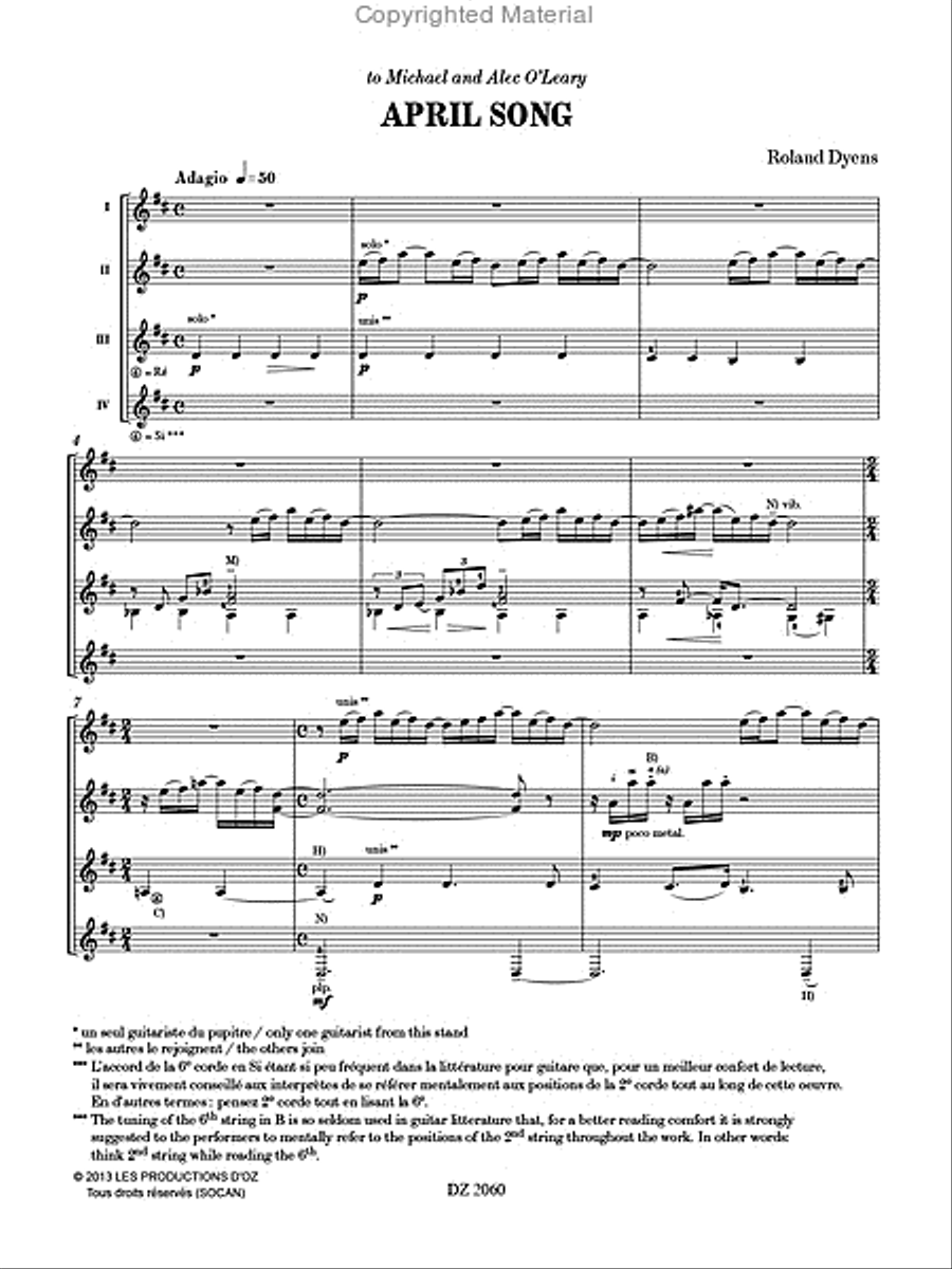 April Song Guitar Ensemble scores gallery preview page 2