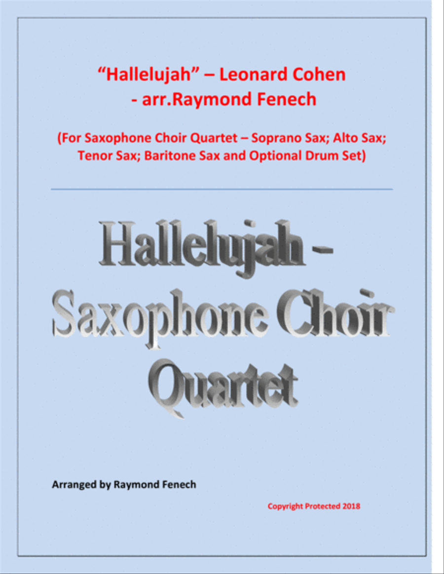 Hallelujah Saxophone Quartet scores gallery preview page 1