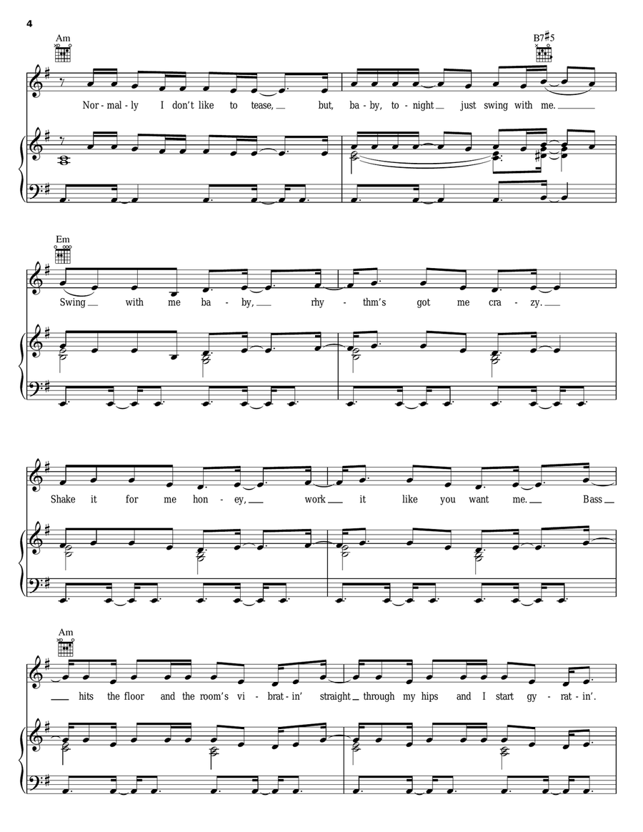 Swing With Me Piano, Vocal, Guitar scores gallery preview page 4