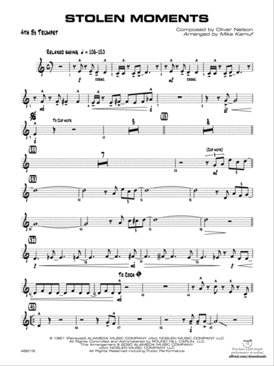 Stolen Moments: 4th B-flat Trumpet Jazz Ensemble scores gallery preview page 1