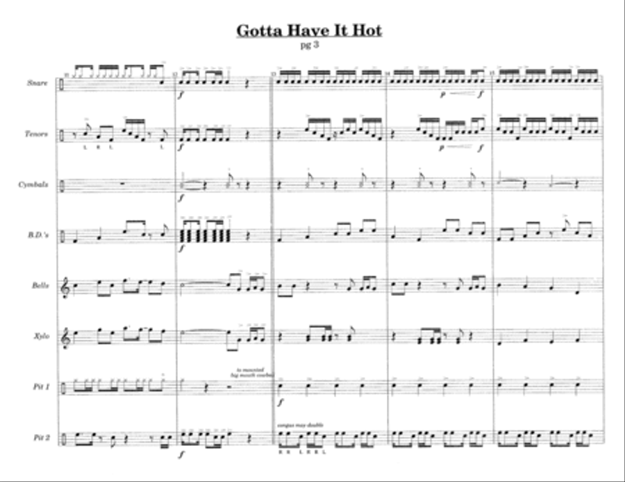 Gotta Have It Hot w/Tutor Tracks Percussion Ensemble scores gallery preview page 5