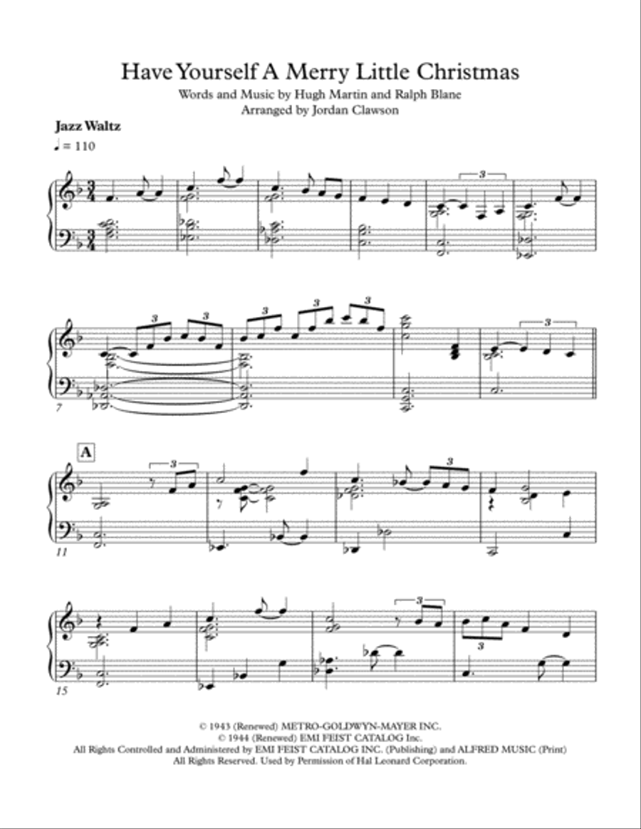 Have Yourself A Merry Little Christmas from MEET ME IN ST. LOUIS Piano Solo scores gallery preview page 1