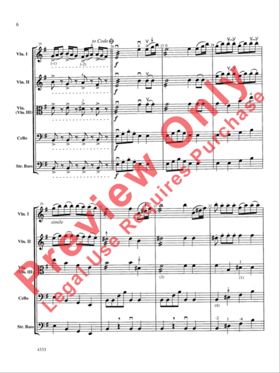 Overture from the Barber of Seville String Orchestra scores gallery preview page 7