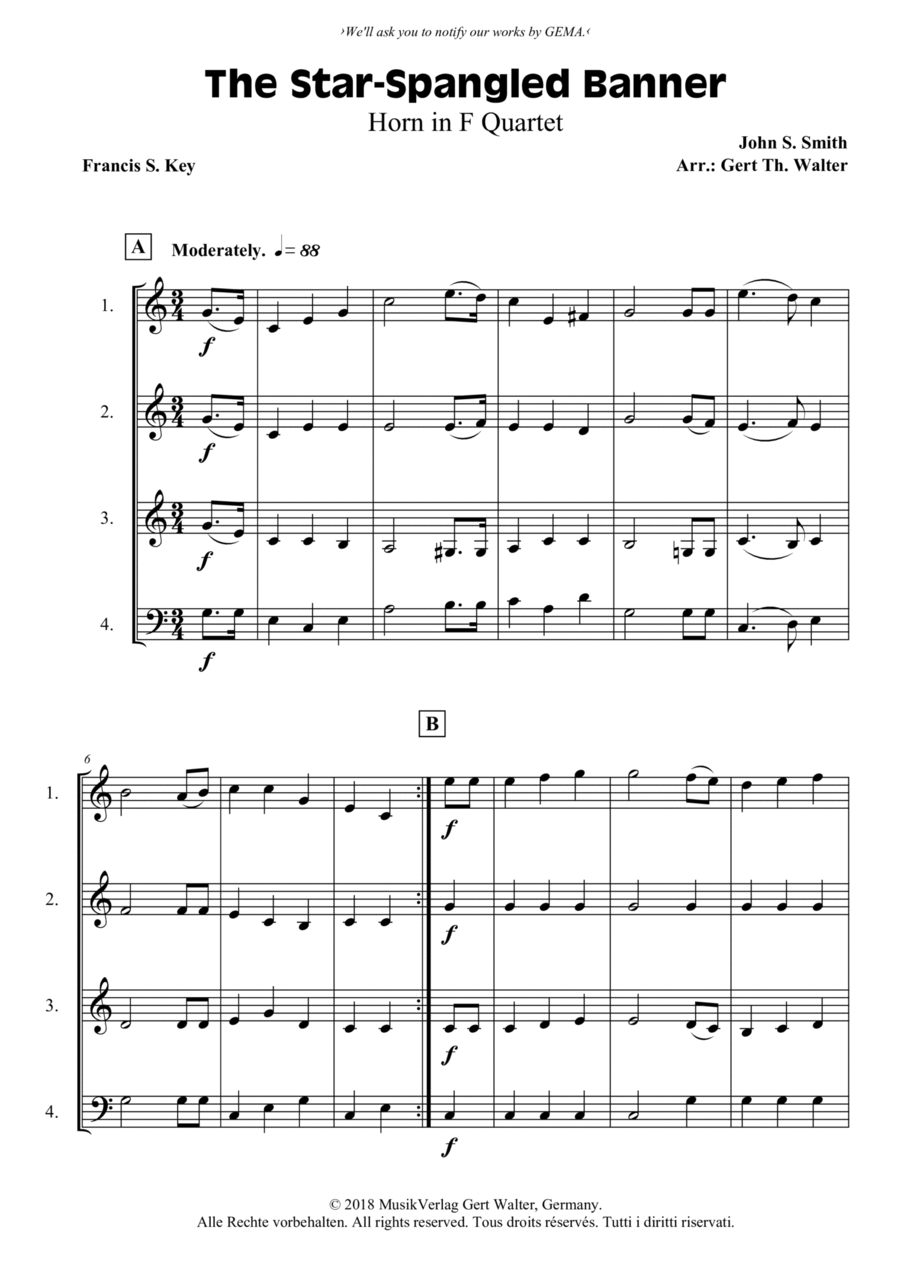The Star-Spangled Banner The Star-Spangled Banner Horn scores gallery preview page 1