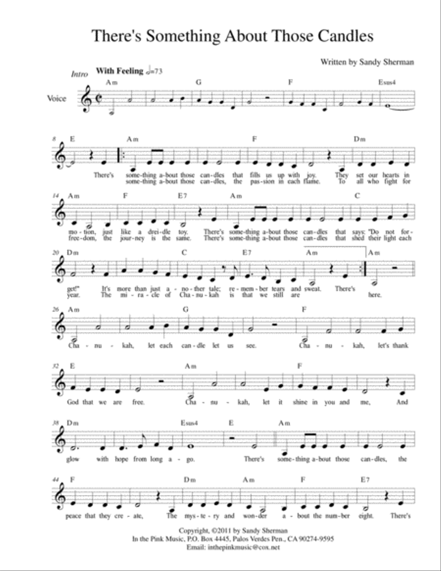 There's Something About Those Candles - solo A minor Small Ensemble scores gallery preview page 1