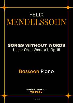 Songs Without Words No.1, Op.19 - Bassoon and Piano (Full Score and Parts)