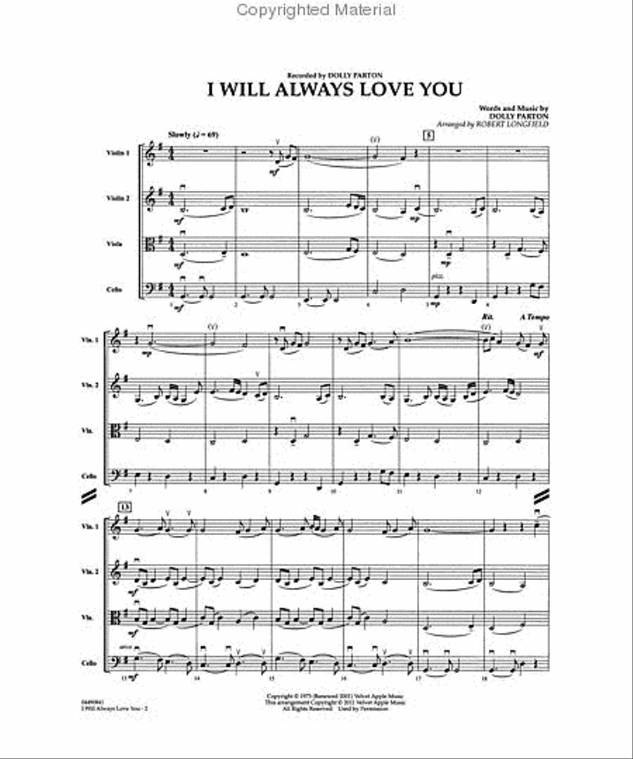 I Will Always Love You String Quartet scores gallery preview page 2