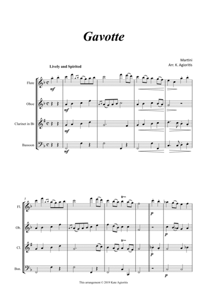 Gavotte - Martini - for Woodwind Quartet image number null