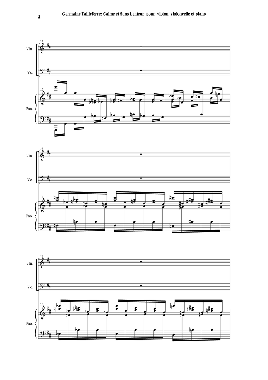 Germaine Tailleferre: Calme et Sans Lenteur for piano trio Piano Trio scores gallery preview page 4