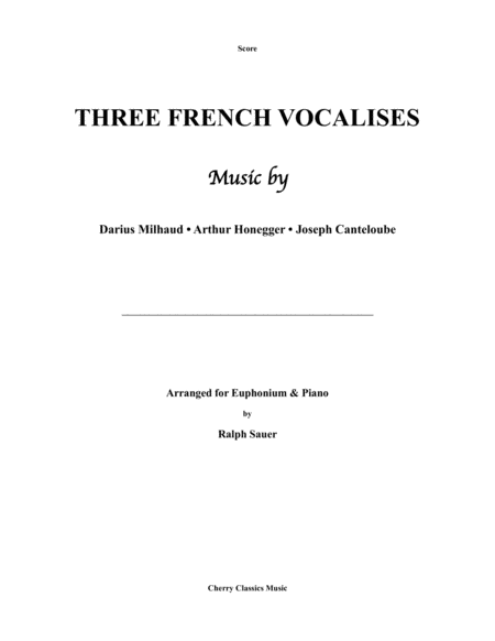 Three French Vocalises for Euphonium & Piano