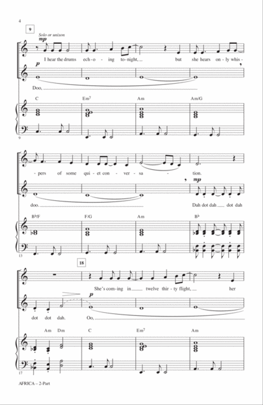 Africa (arr. Audrey Snyder) 2-Part scores gallery preview page 2