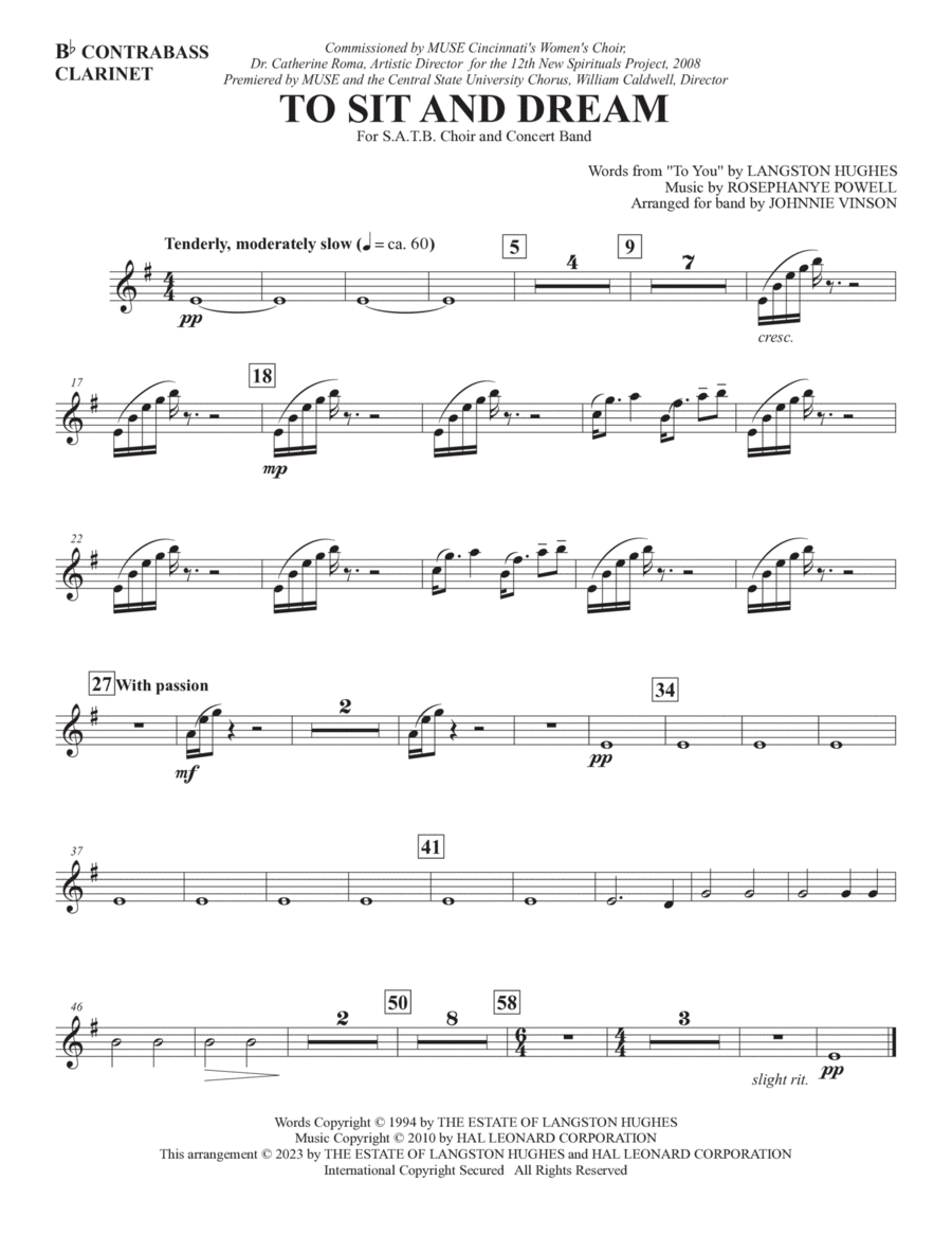 To Sit And Dream (Band Accompaniment) - Contrabass Clarinet Choir scores gallery preview page 1