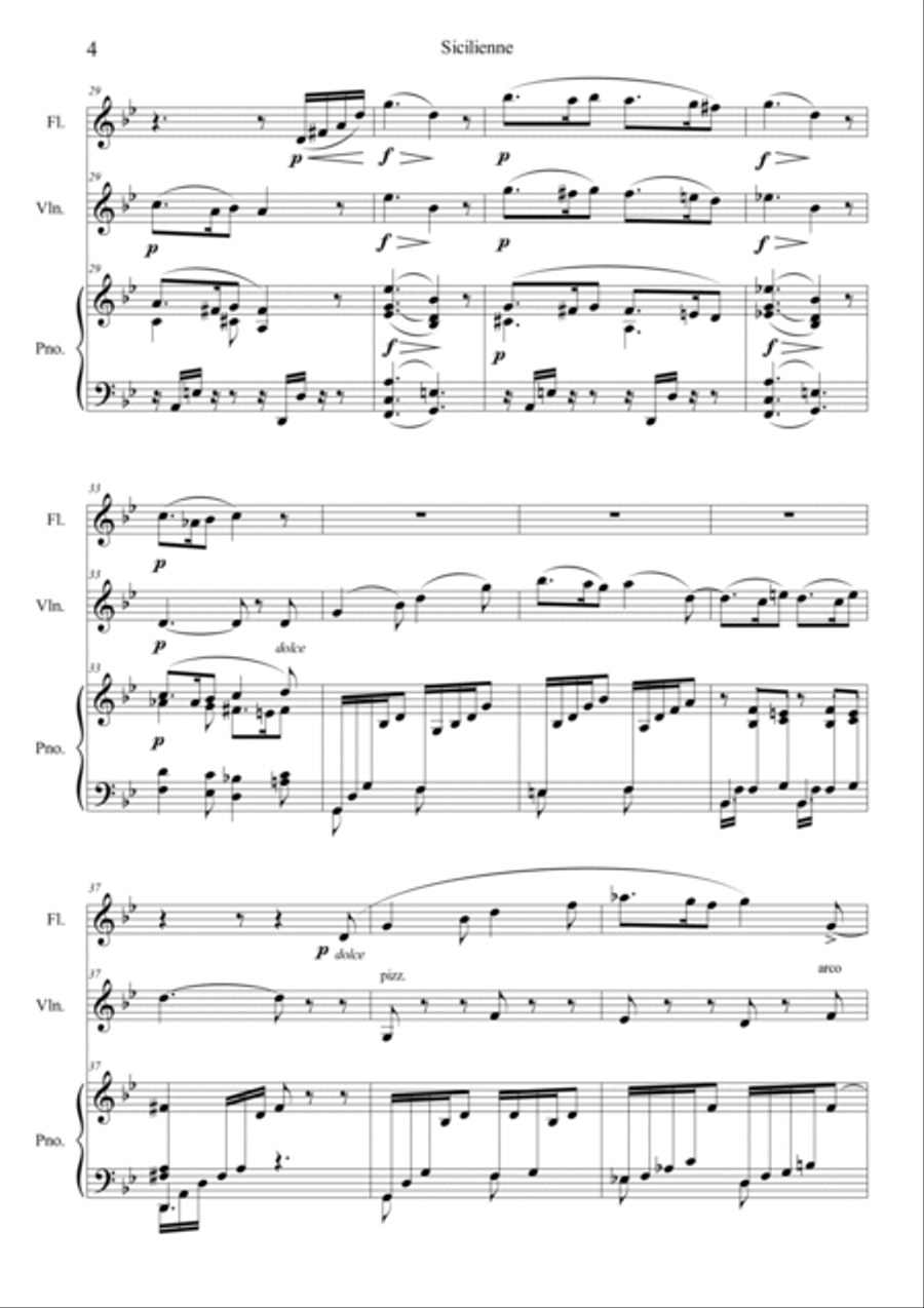 Sicilienne for Cello & Piano Op. 78 Flute scores gallery preview page 4