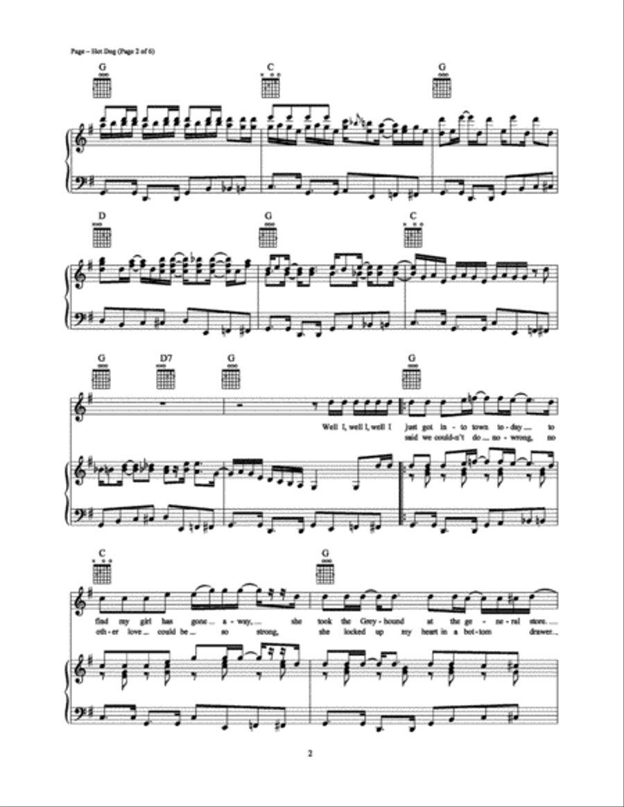 Hot Dog Hot Dog Piano, Vocal, Guitar scores gallery preview page 2