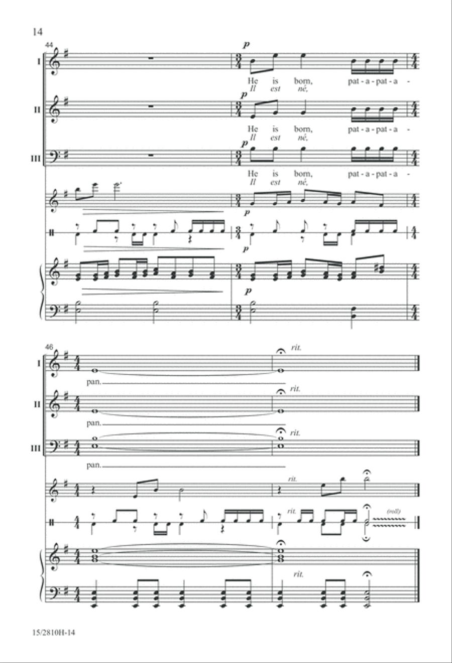 He Is Born with Pat-a-pan 3-Part scores gallery preview page 15