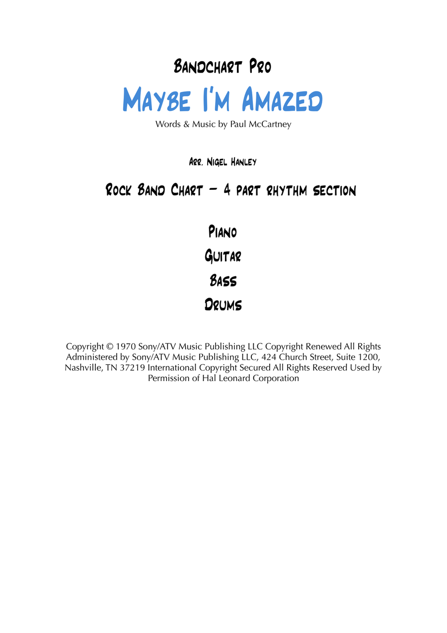 Maybe I'm Amazed Cover Band scores gallery preview page 1